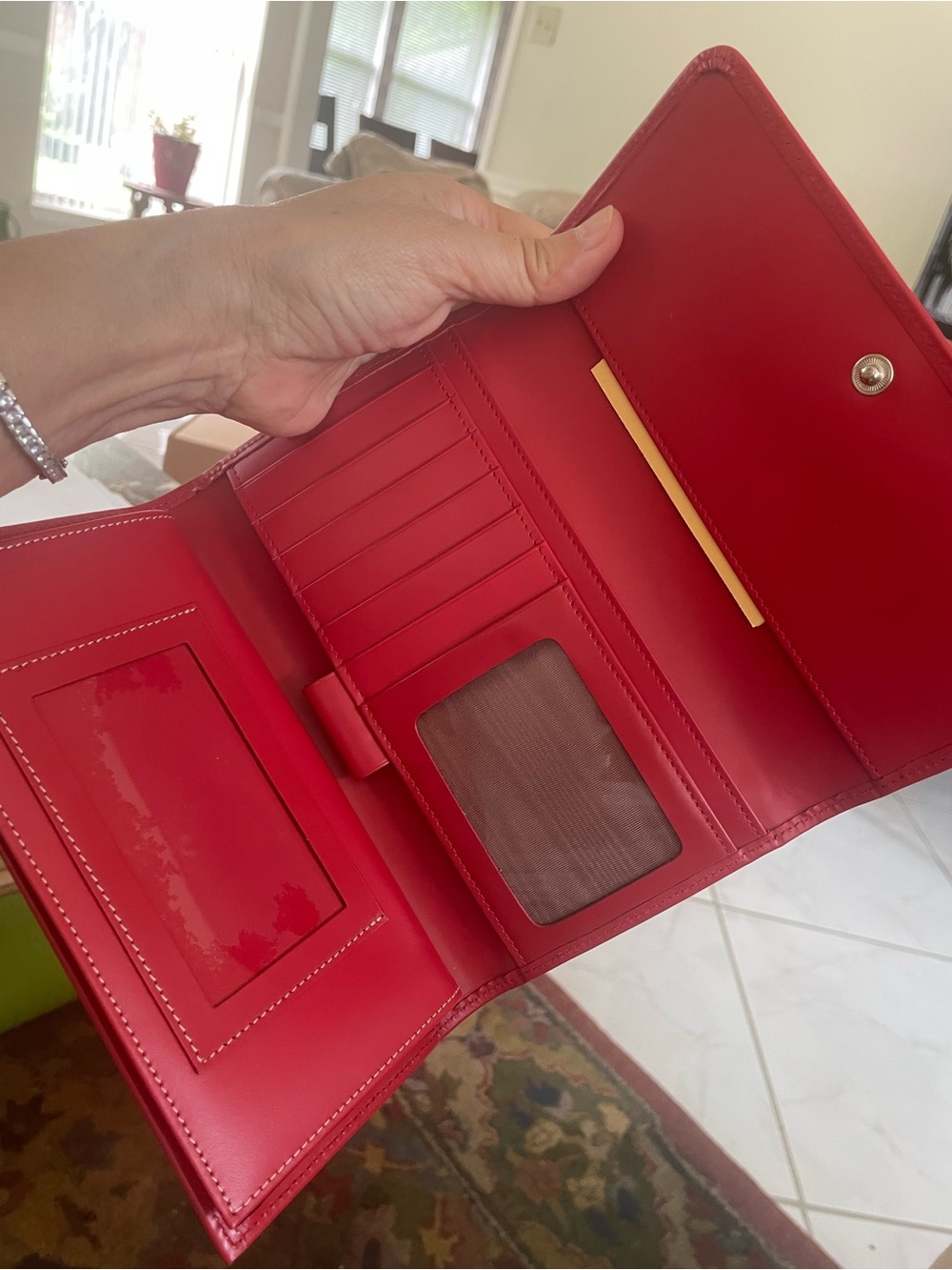 Dooney & Bourke Bright Red Leather Flap Wallet - Picture 6 of 15